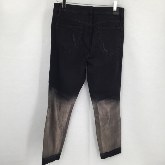 Level 99 Amber black metallic gold crop jeans dip dye distressing new 28 - Picture 6 of 9